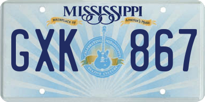 MS license plate GXK867