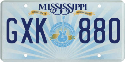 MS license plate GXK880
