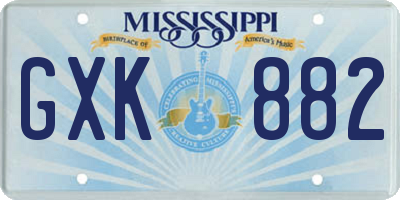 MS license plate GXK882