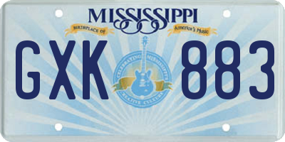 MS license plate GXK883