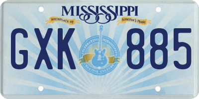 MS license plate GXK885