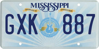 MS license plate GXK887