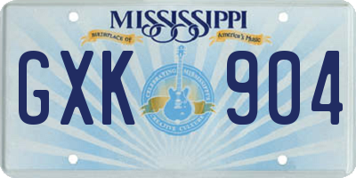 MS license plate GXK904