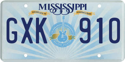 MS license plate GXK910