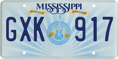 MS license plate GXK917