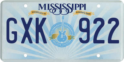 MS license plate GXK922