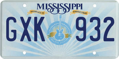 MS license plate GXK932