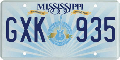 MS license plate GXK935