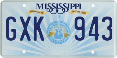 MS license plate GXK943