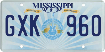 MS license plate GXK960