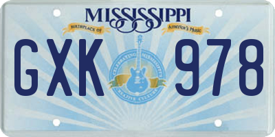 MS license plate GXK978