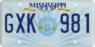 MS license plate GXK981
