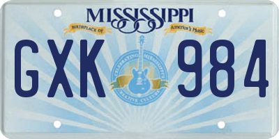 MS license plate GXK984