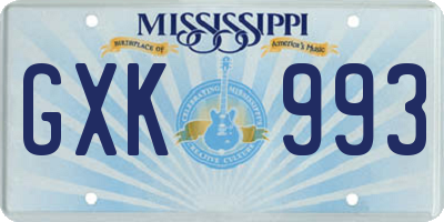 MS license plate GXK993