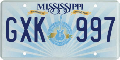 MS license plate GXK997