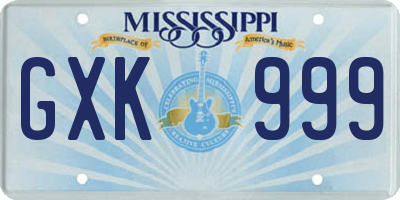 MS license plate GXK999