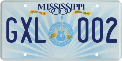 MS license plate GXL002