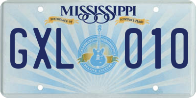 MS license plate GXL010