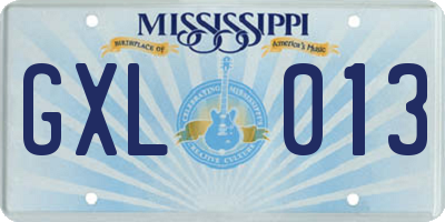 MS license plate GXL013