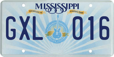 MS license plate GXL016