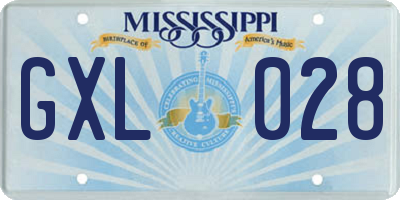 MS license plate GXL028