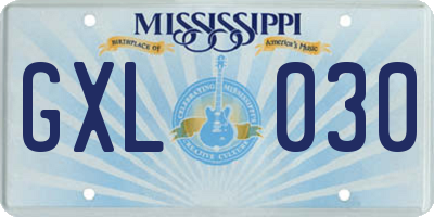 MS license plate GXL030