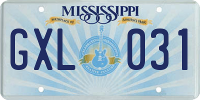 MS license plate GXL031
