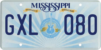 MS license plate GXL080