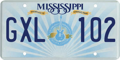 MS license plate GXL102