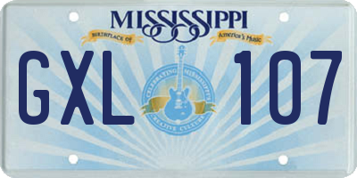 MS license plate GXL107