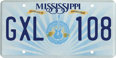 MS license plate GXL108