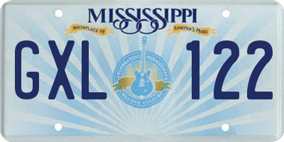MS license plate GXL122