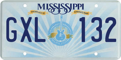 MS license plate GXL132