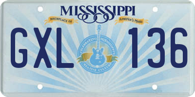MS license plate GXL136
