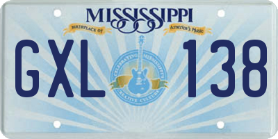 MS license plate GXL138