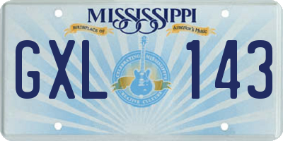 MS license plate GXL143