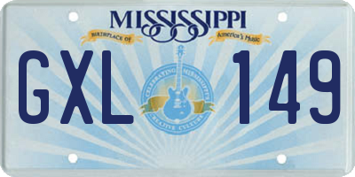MS license plate GXL149