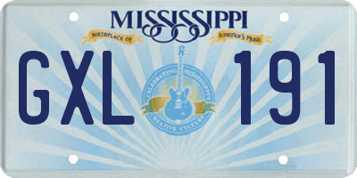 MS license plate GXL191