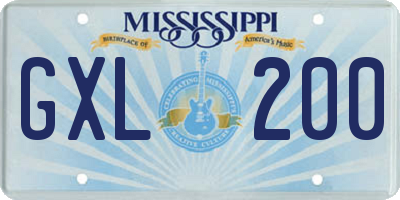 MS license plate GXL200