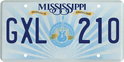 MS license plate GXL210