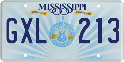 MS license plate GXL213