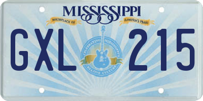 MS license plate GXL215