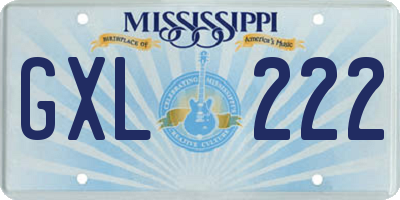 MS license plate GXL222