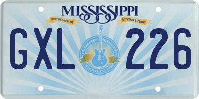 MS license plate GXL226