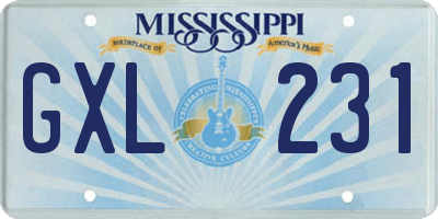 MS license plate GXL231