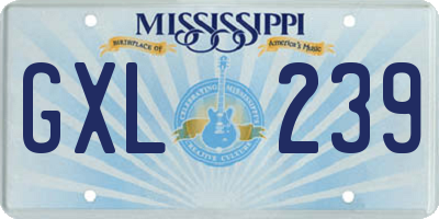 MS license plate GXL239