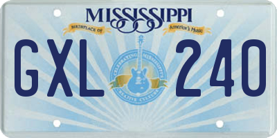 MS license plate GXL240