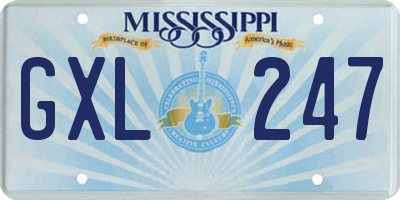 MS license plate GXL247