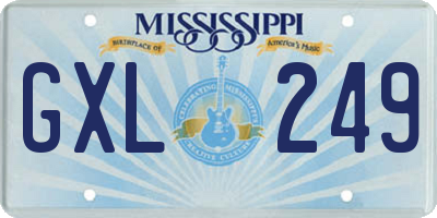 MS license plate GXL249