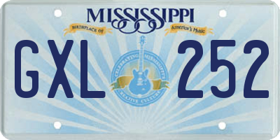 MS license plate GXL252